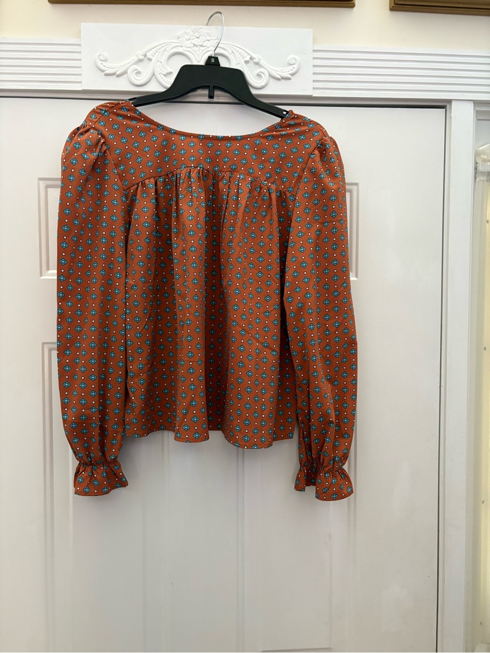 Brown Blouse - geometric print